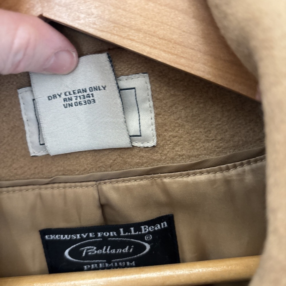 L.L. Bean Lambs Wool Classic Polo Coat Women's 8 Beige 3/4 Length Bellandi - Picture 3 of 16